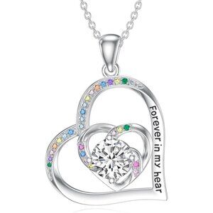 Moissanite Heart Pendant Necklace 925 Sterling Silver 1CT Stone NWT